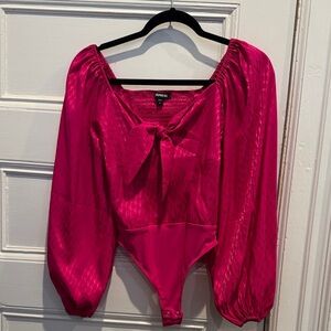 Express Pink Bodysuit with Bow Accent